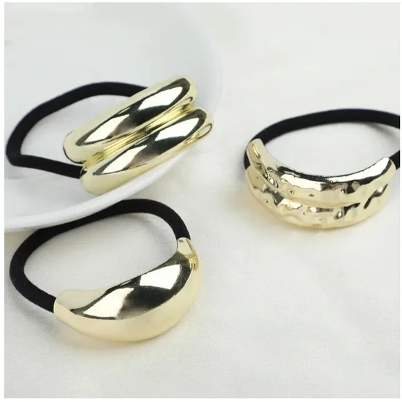 6 pcs Gold Metal Ponytail Cuff Hair Ties - Picture 7 of 7